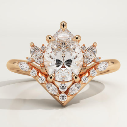 Pear Cut Cluster Lab-Grown Diamond Engagement Ring