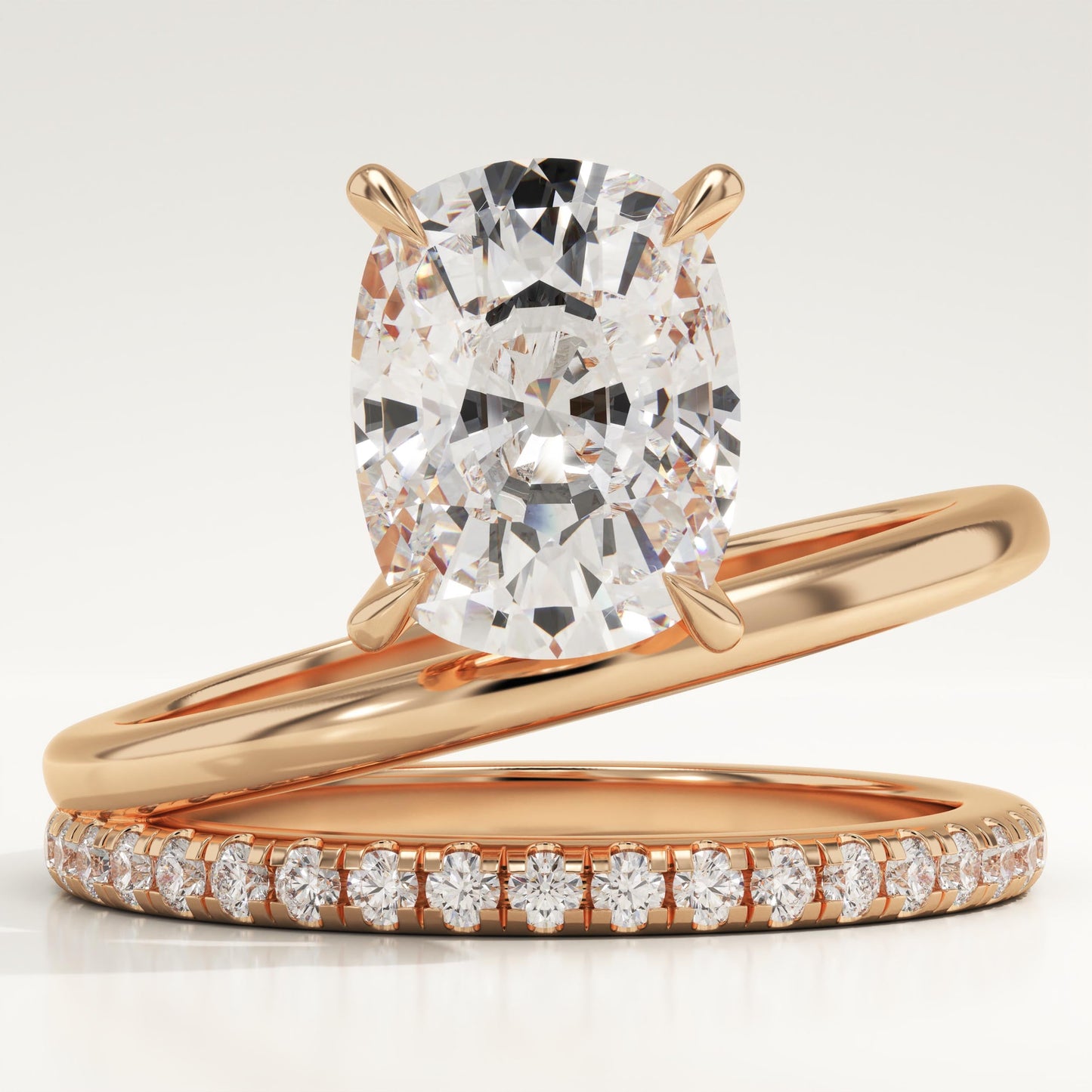 Elongated Cushion Cut Pave Lab-Grown Diamond Engagement Ring
