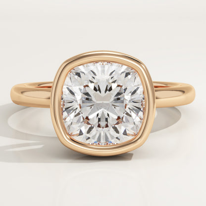 Cushion Cut Bezel Lab-Grown Diamond Engagement Ring