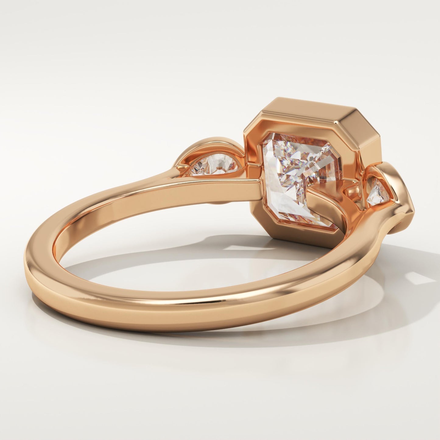 Asscher Cut Three Stone Lab-Grown Diamond Engagement Ring