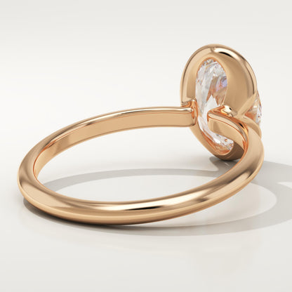 Oval Cut Half Bezel Lab-Grown Diamond Engagement Ring