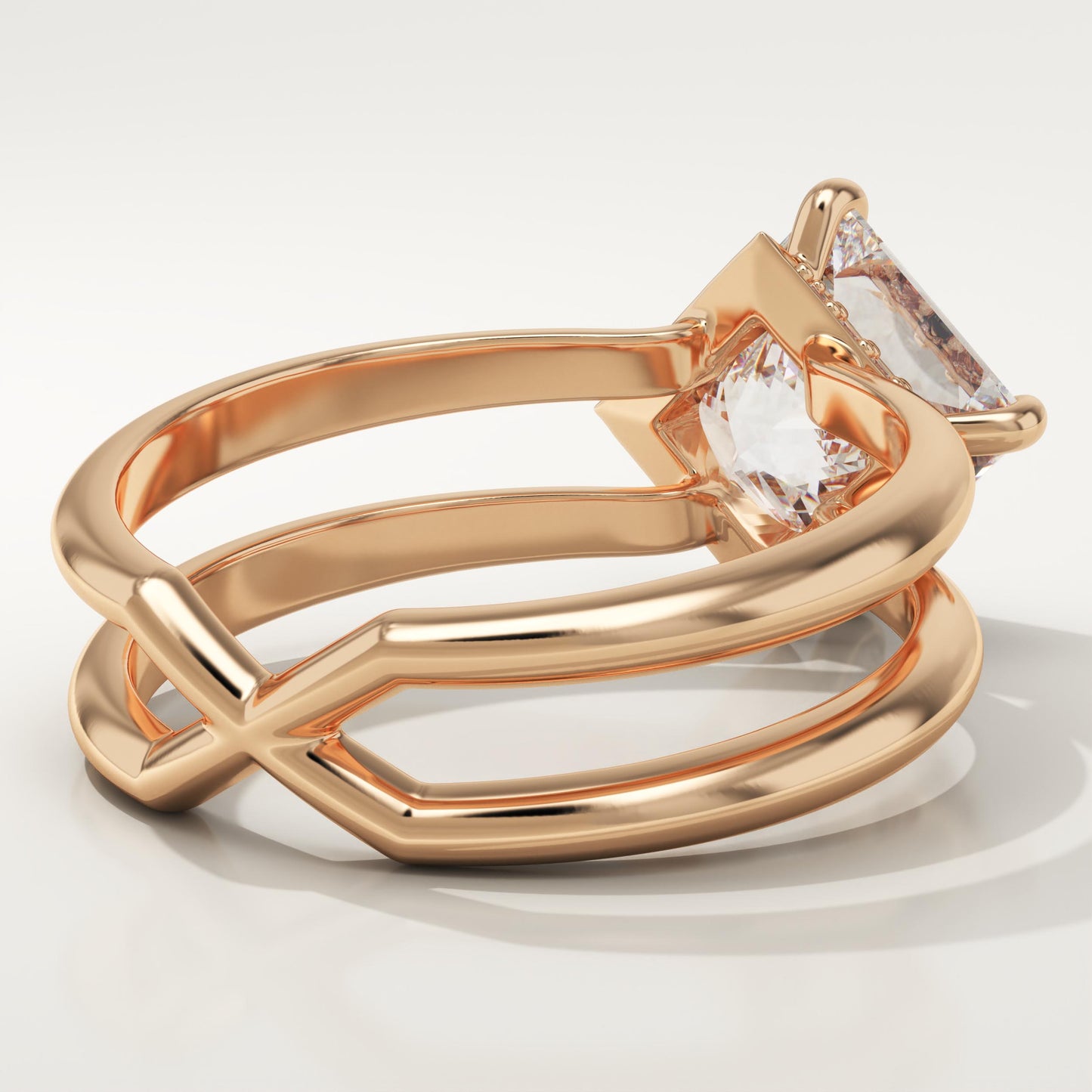 Princess Cut Hidden Halo Lab-Grown Diamond Engagement Ring