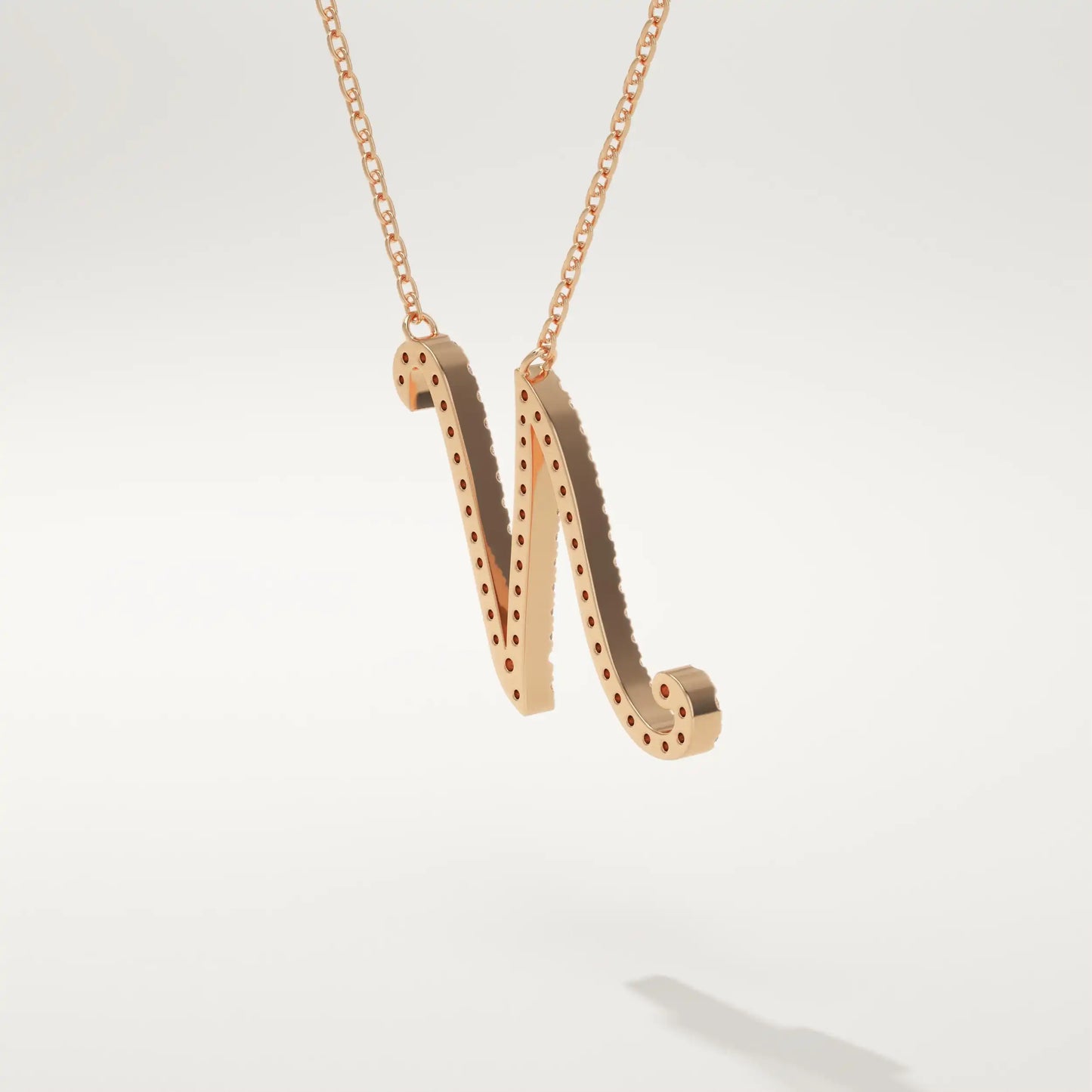 0.099 TCW Round Lab-Grown Diamond N Initial Necklace