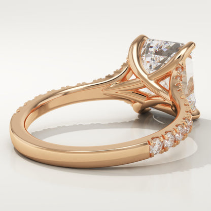 Emerald Cut Pave Split Shank Lab-Grown Diamond Engagement Ring