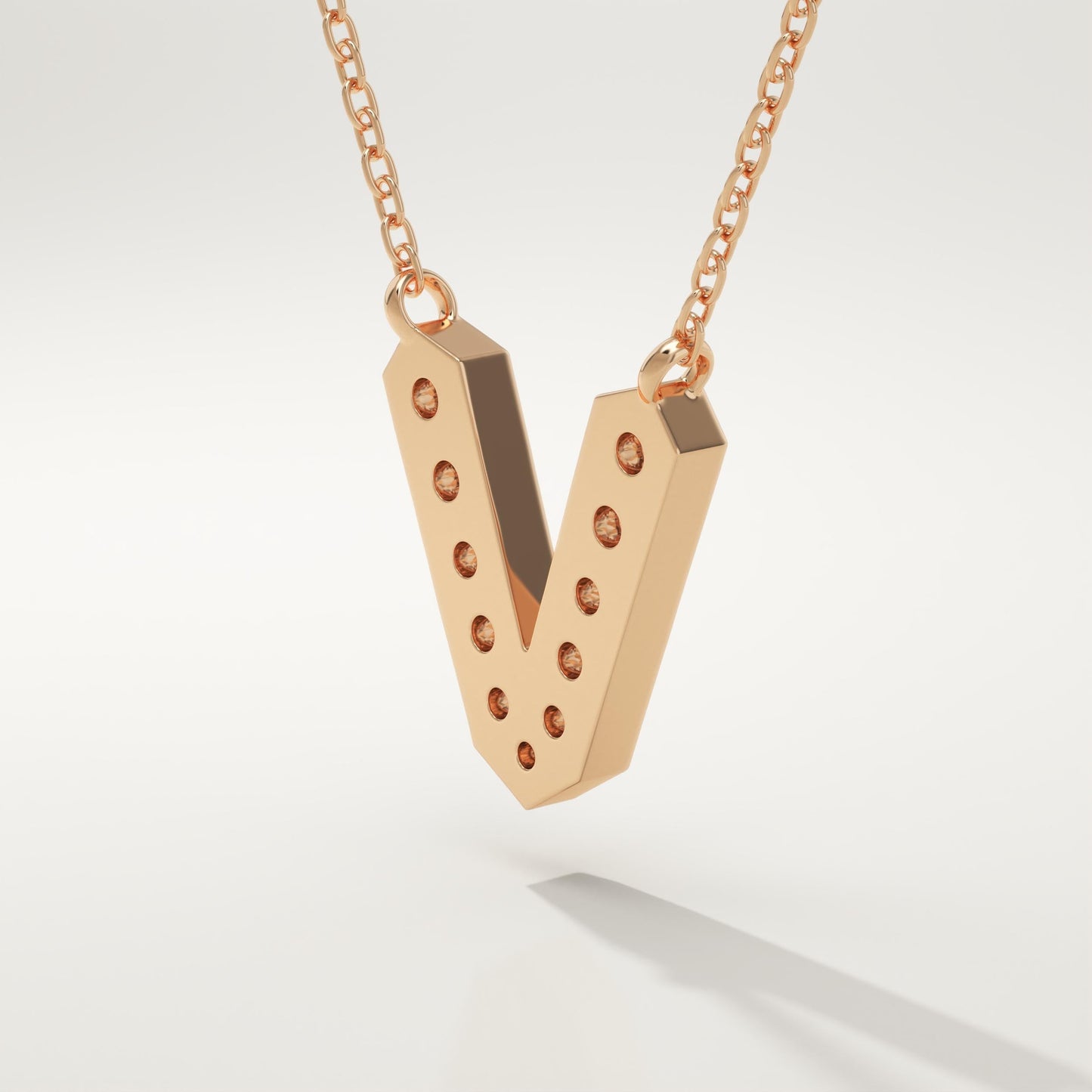 0.178 TCW Round Lab-Grown Diamond V Initial Necklace