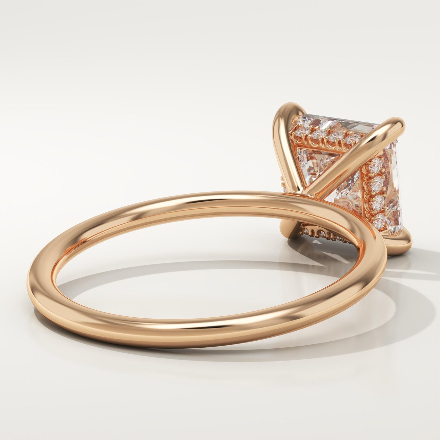 2.25 CT Princess Cut Hidden Halo Moissanite Engagement Ring