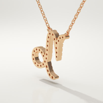 0.108 TCW Round Lab-Grown Diamond Capricon Zodiac Necklace