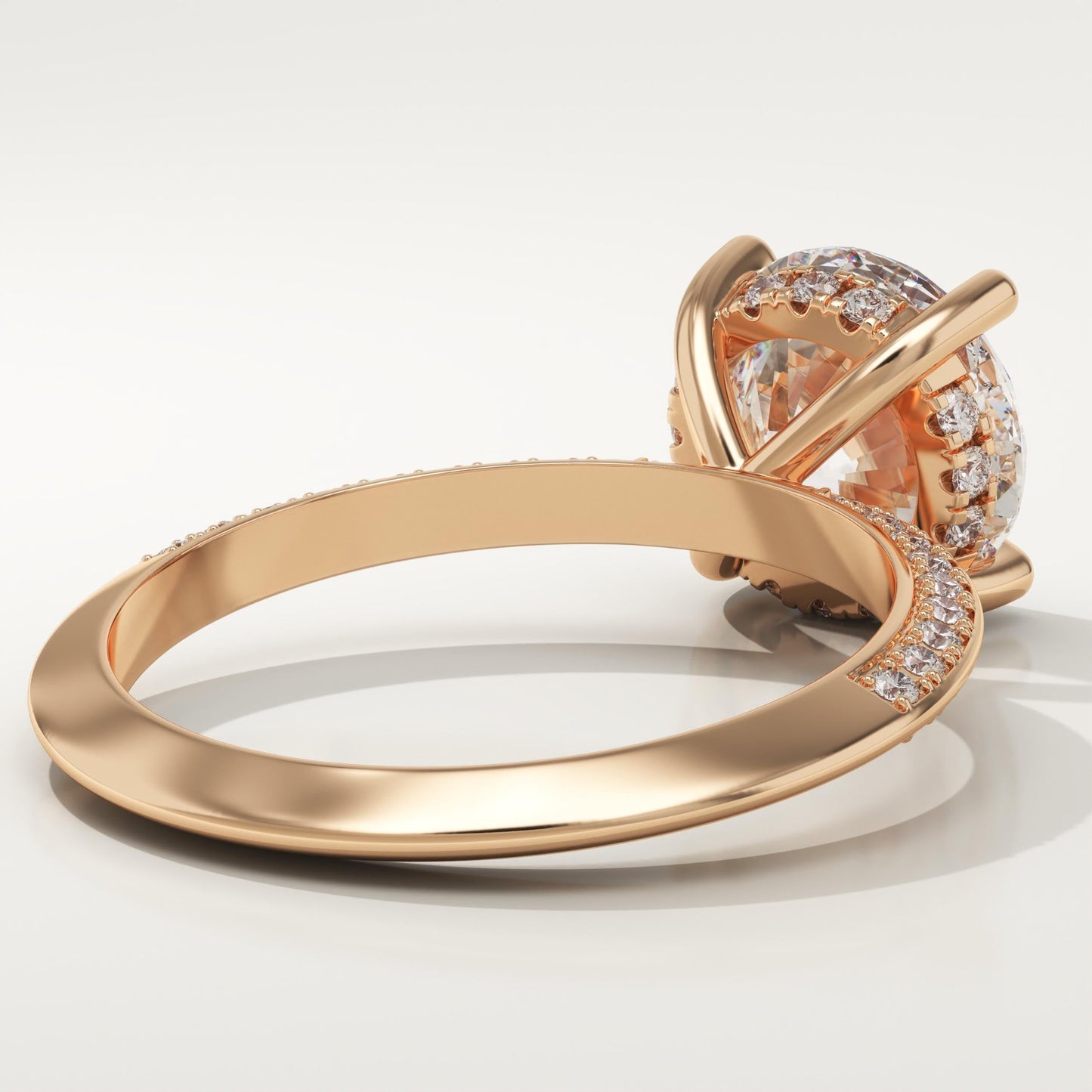 Round Cut Hidden Halo & Pave Lab-Grown Diamond Engagement Ring