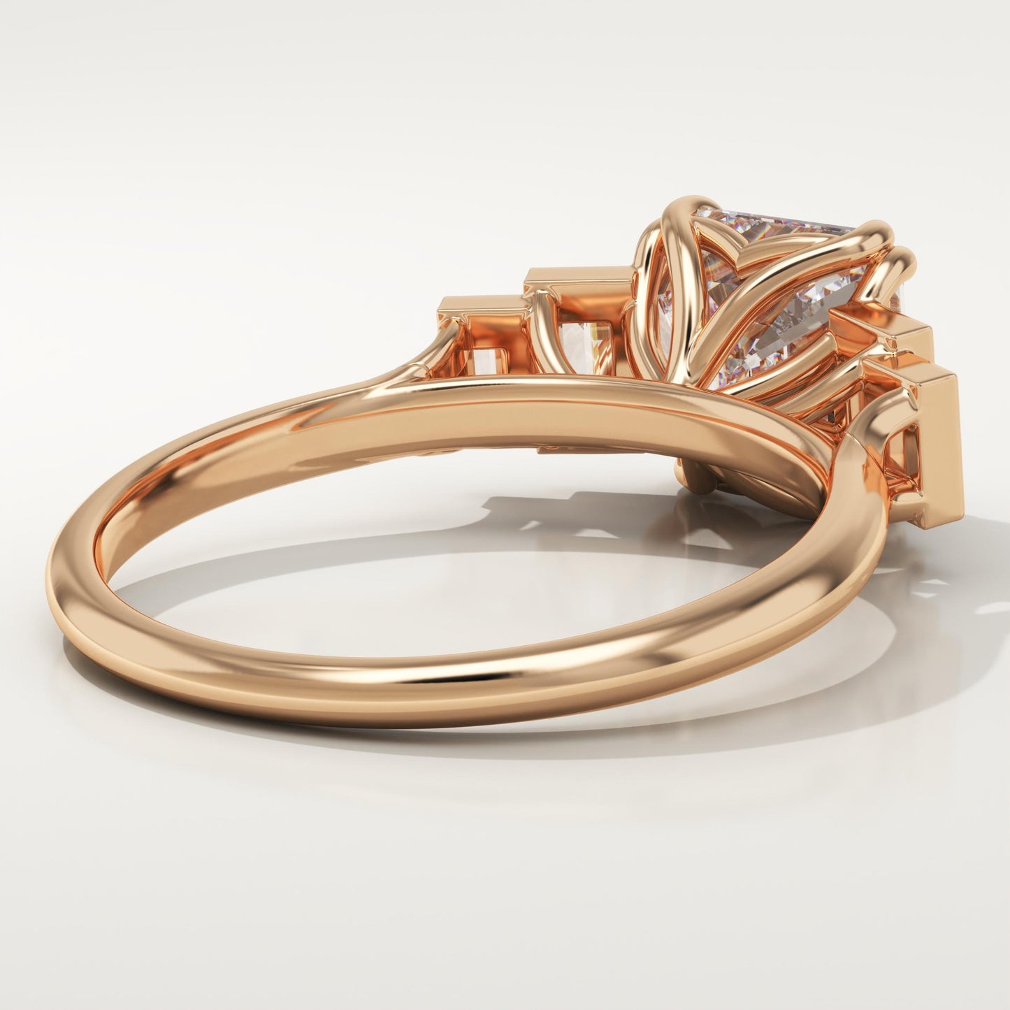 Asscher Cut Cluster Lab-Grown Diamond Engagement Ring