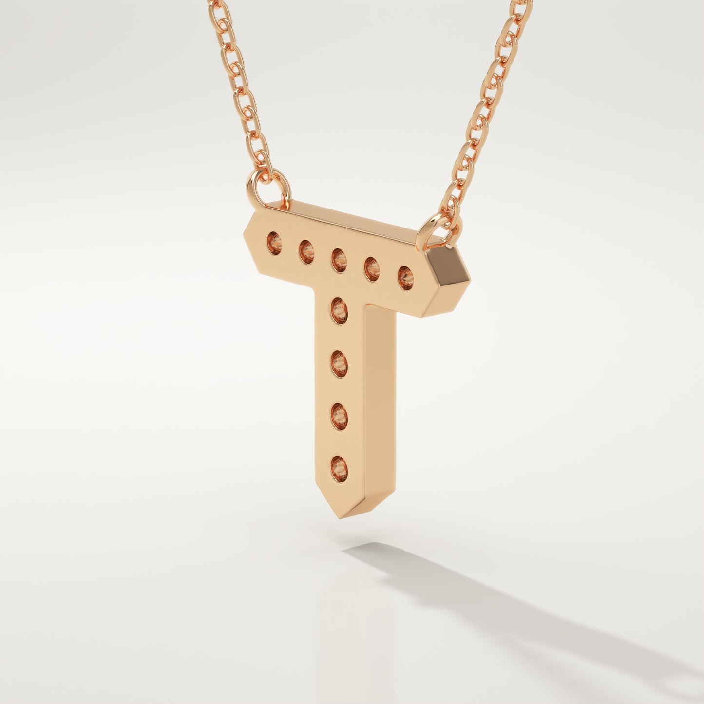 0.17 TCW Round Lab-Grown Diamond T Initial Necklace