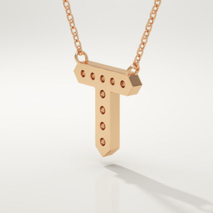0.17 TCW Round Lab-Grown Diamond T Initial Necklace
