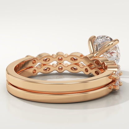 Round Cut Pave Lab-Grown Diamond Bridal Set