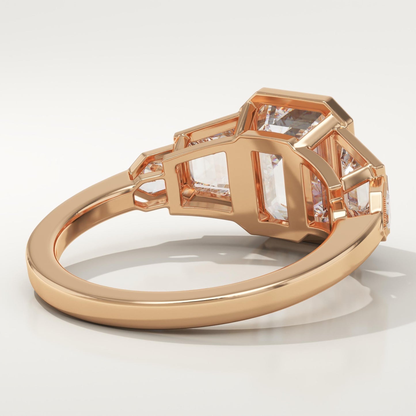Emerald Cut Cluster Bezel Lab-Grown Diamond Engagement Ring