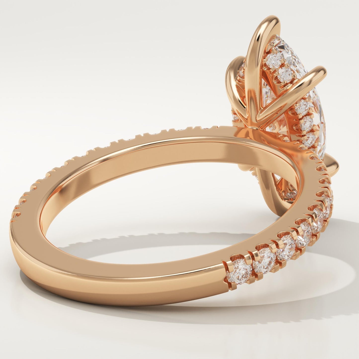 Marquise Cut Hidden Halo & Pave Lab-Grown Diamond Engagement Ring