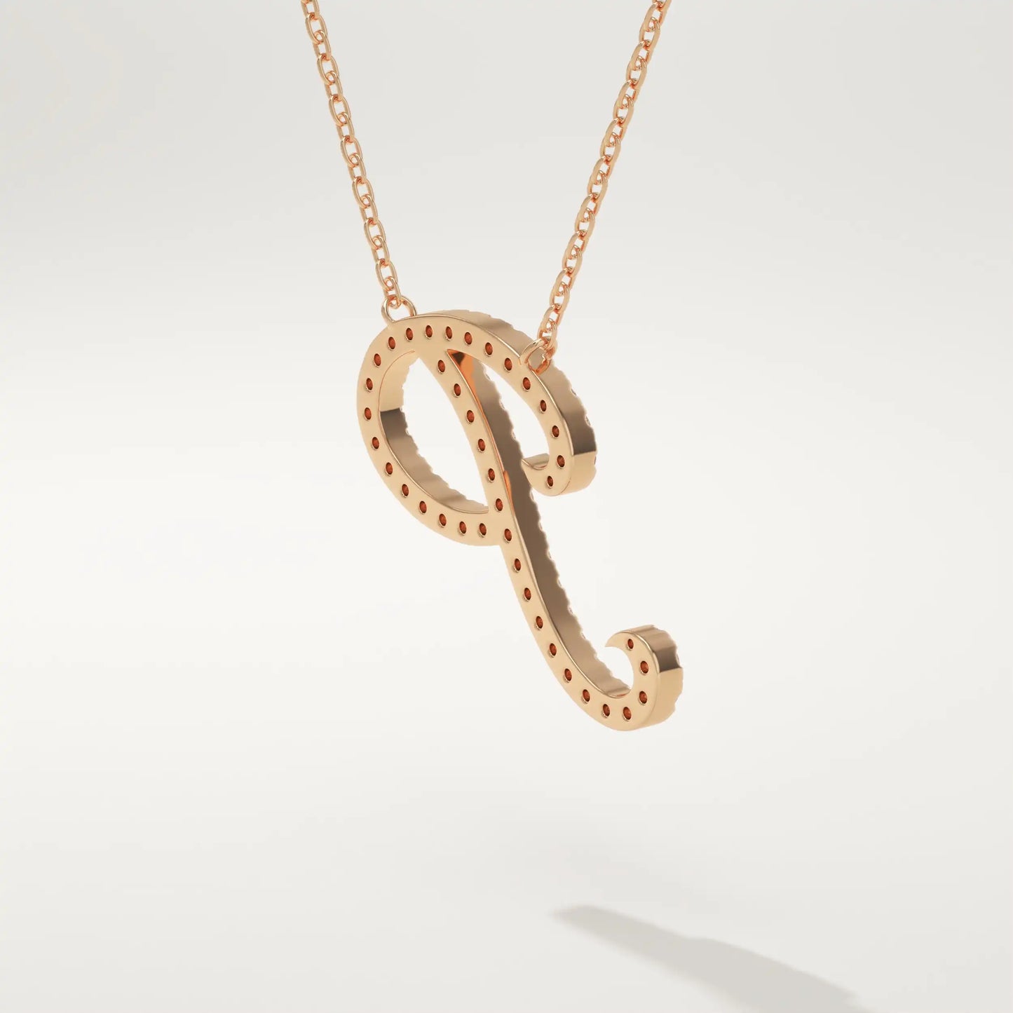 0.138 TCW Round Lab-Grown Diamond P Initial Necklace