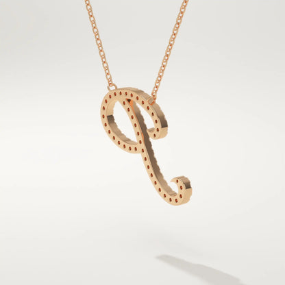 0.138 TCW Round Lab-Grown Diamond P Initial Necklace