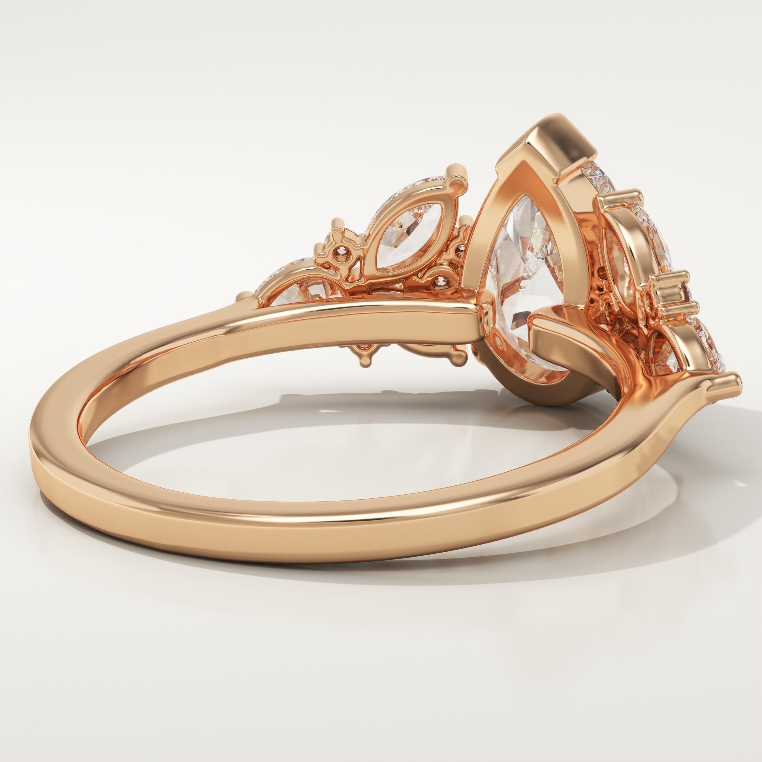 2.0 CT Pear Cut Cluster Lab-Grown Diamond Engagement Ring