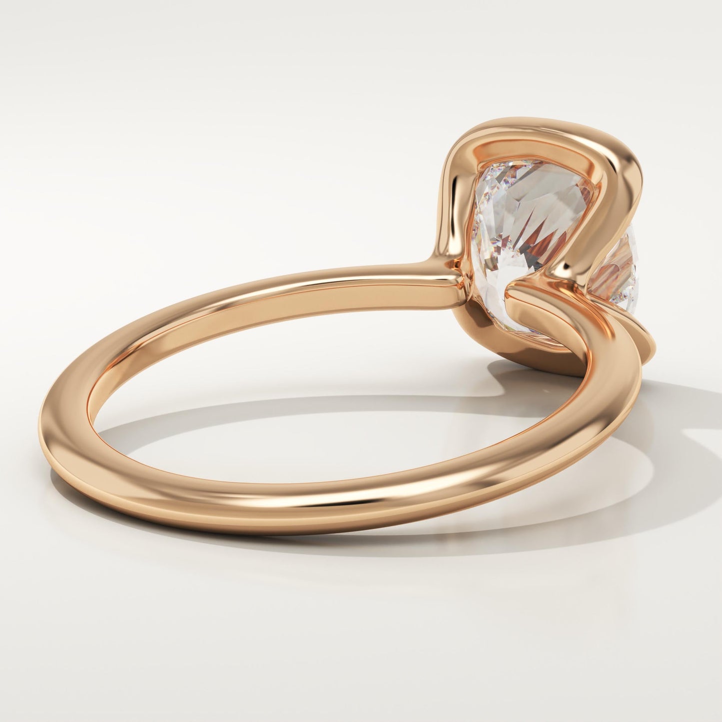 Cushion Cut Half Bezel Lab-Grown Diamond Engagement Ring