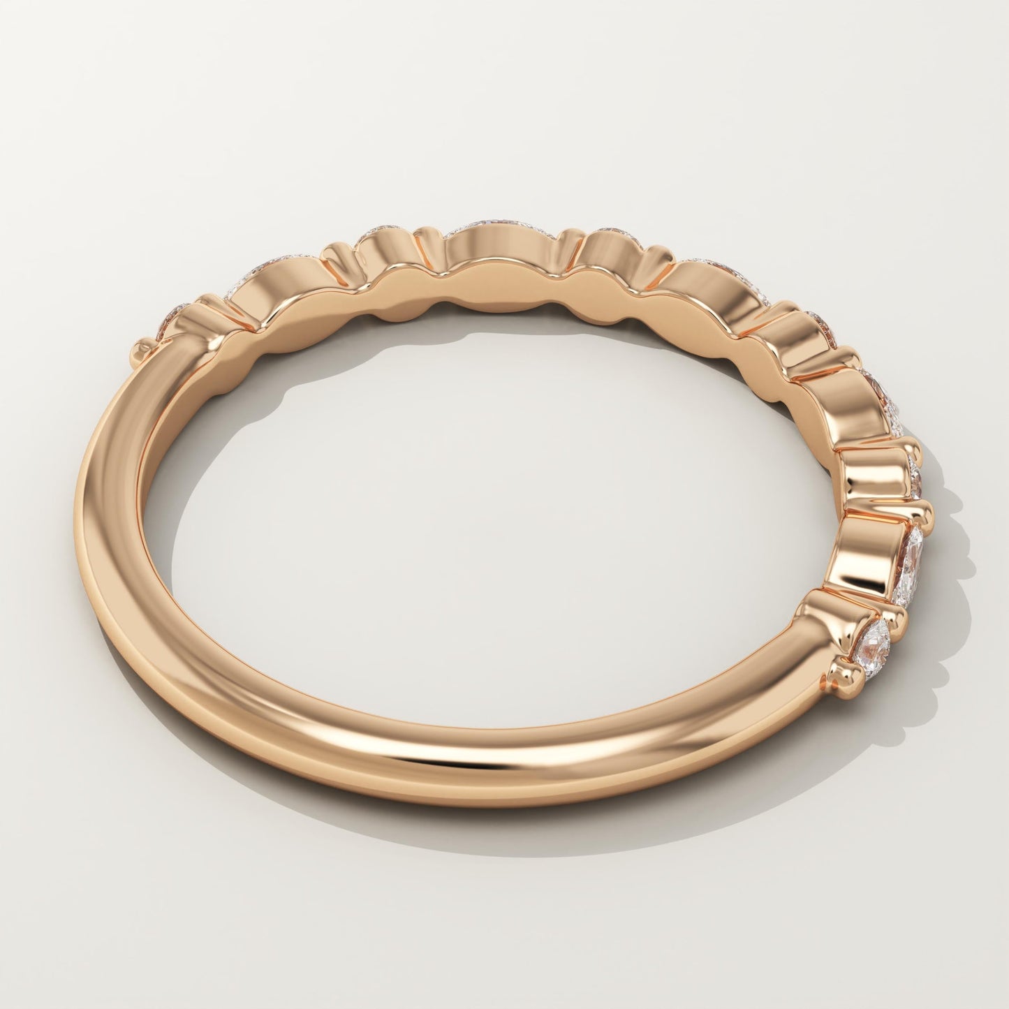 0.32 TCW Round & Marquise Lab-Grown Diamond Half Eternity Wedding Band