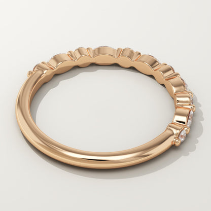 0.32 TCW Round & Marquise Lab-Grown Diamond Half Eternity Wedding Band