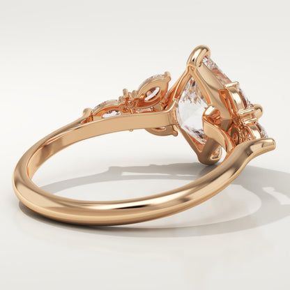 Princess Cut Cluster Lab-Grown Diamond Engagement Ring
