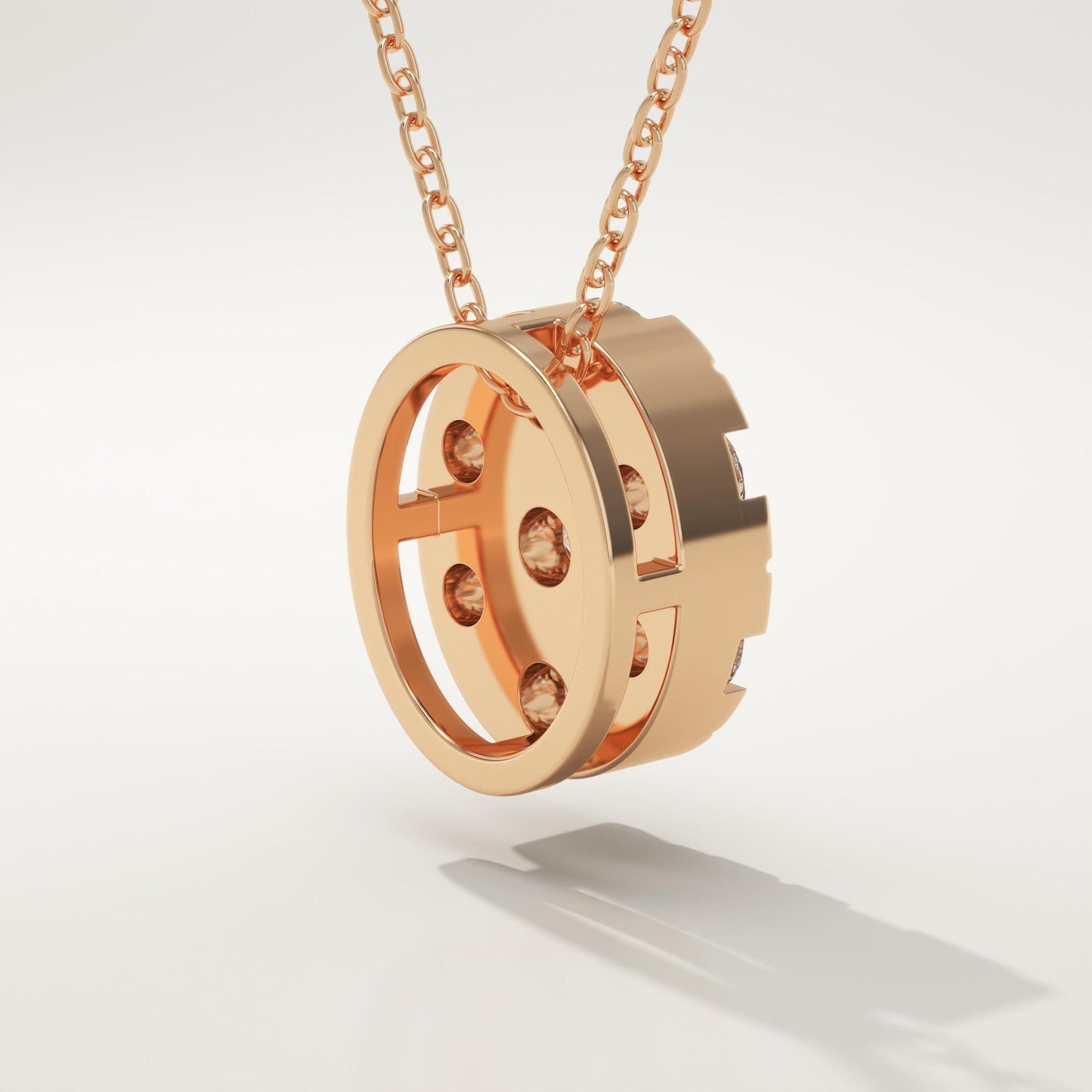 0.54 TCW Round Lab-Grown Diamond Oval Charm Necklace