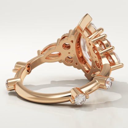 Marquise Cut Cluster Lab-Grown Diamond Engagement Ring