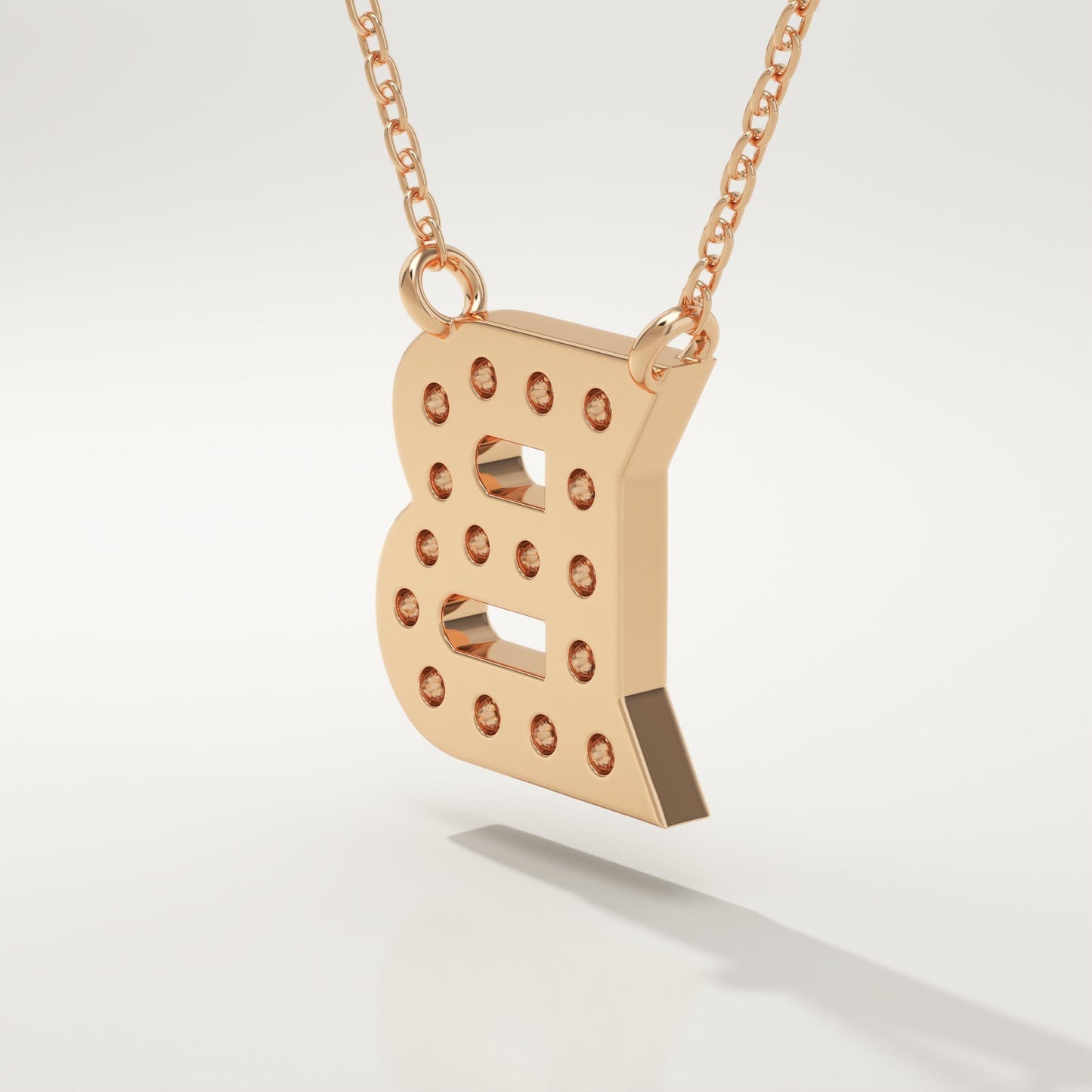 0.323 TCW Round Lab-Grown Diamond B Initial Necklace