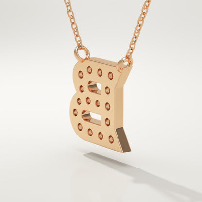 0.323 TCW Round Lab-Grown Diamond B Initial Necklace