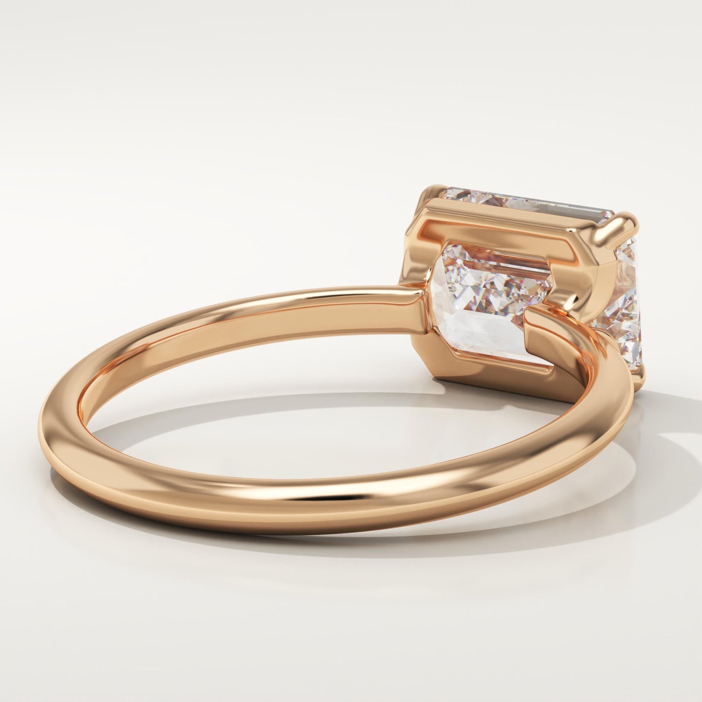 East West Emerald Cut Solitaire Lab-Grown Diamond Engagement Ring