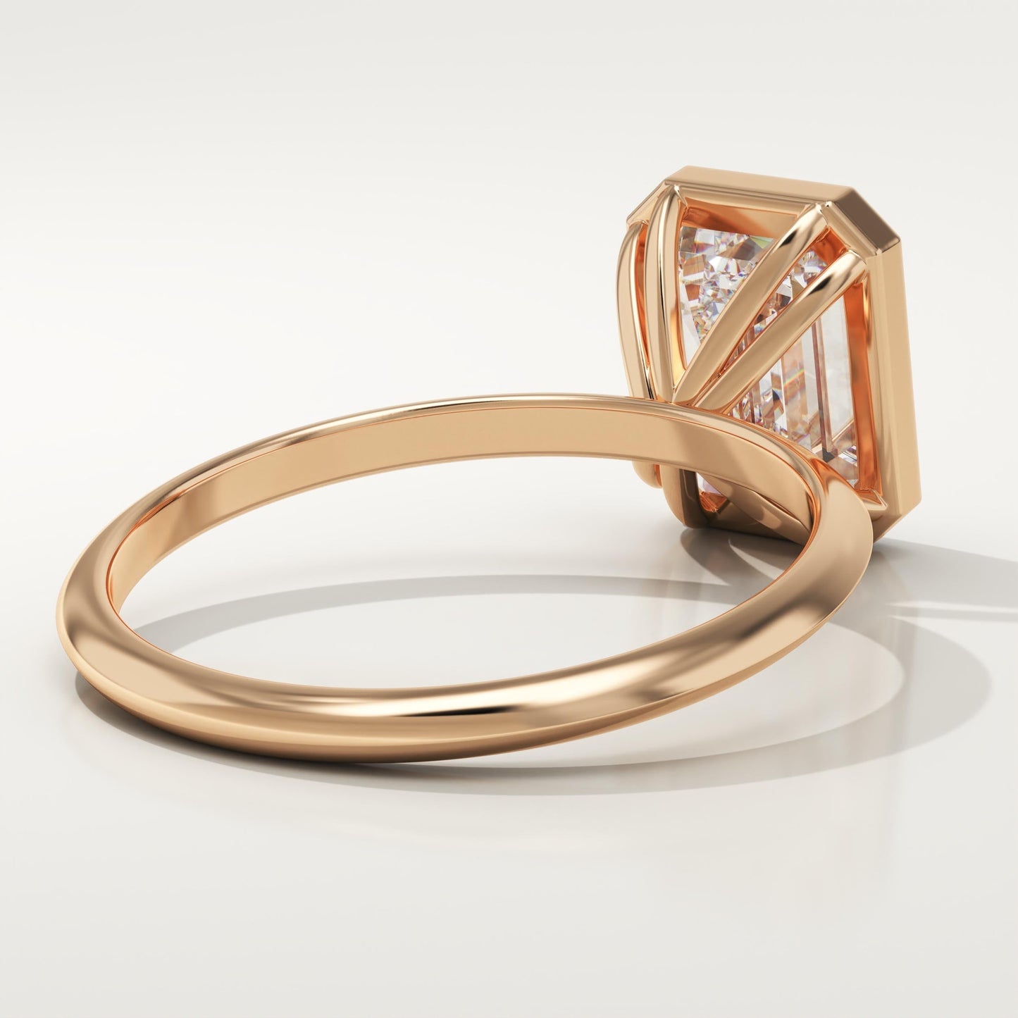 Emerald Cut Bezel Lab-Grown Diamond Engagement Ring