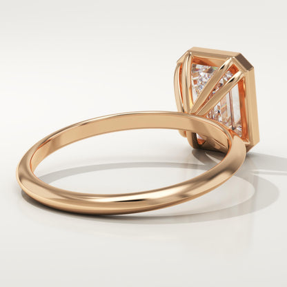 Emerald Cut Bezel Lab-Grown Diamond Engagement Ring