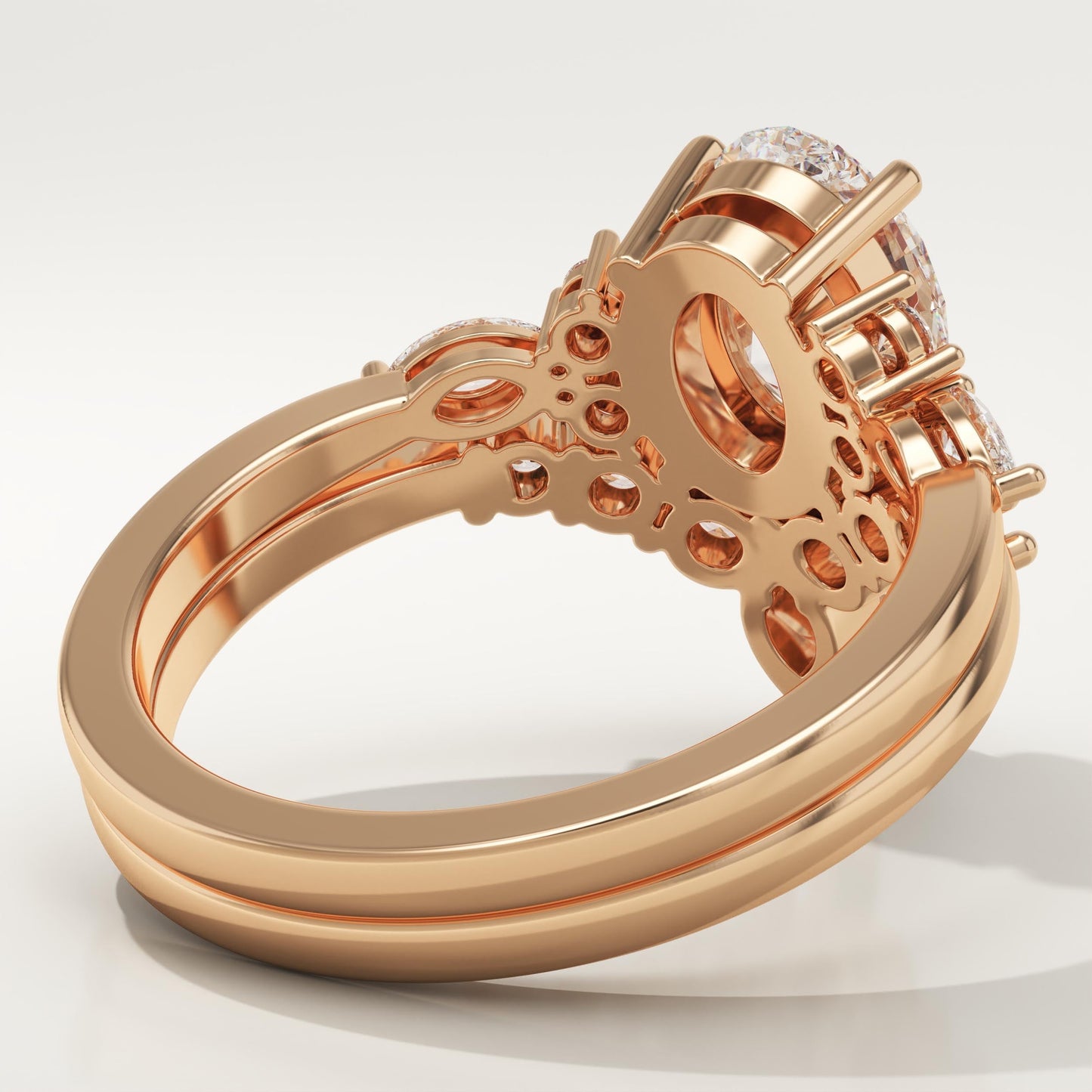 Oval Cut Cluster Lab-Grown Diamond Bridal Set