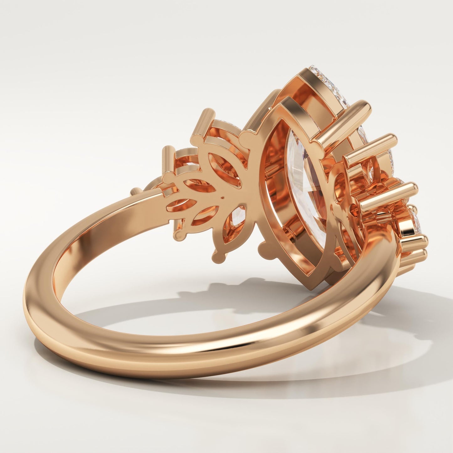 Marquise Cut Cluster Lab-Grown Diamond Engagement Ring