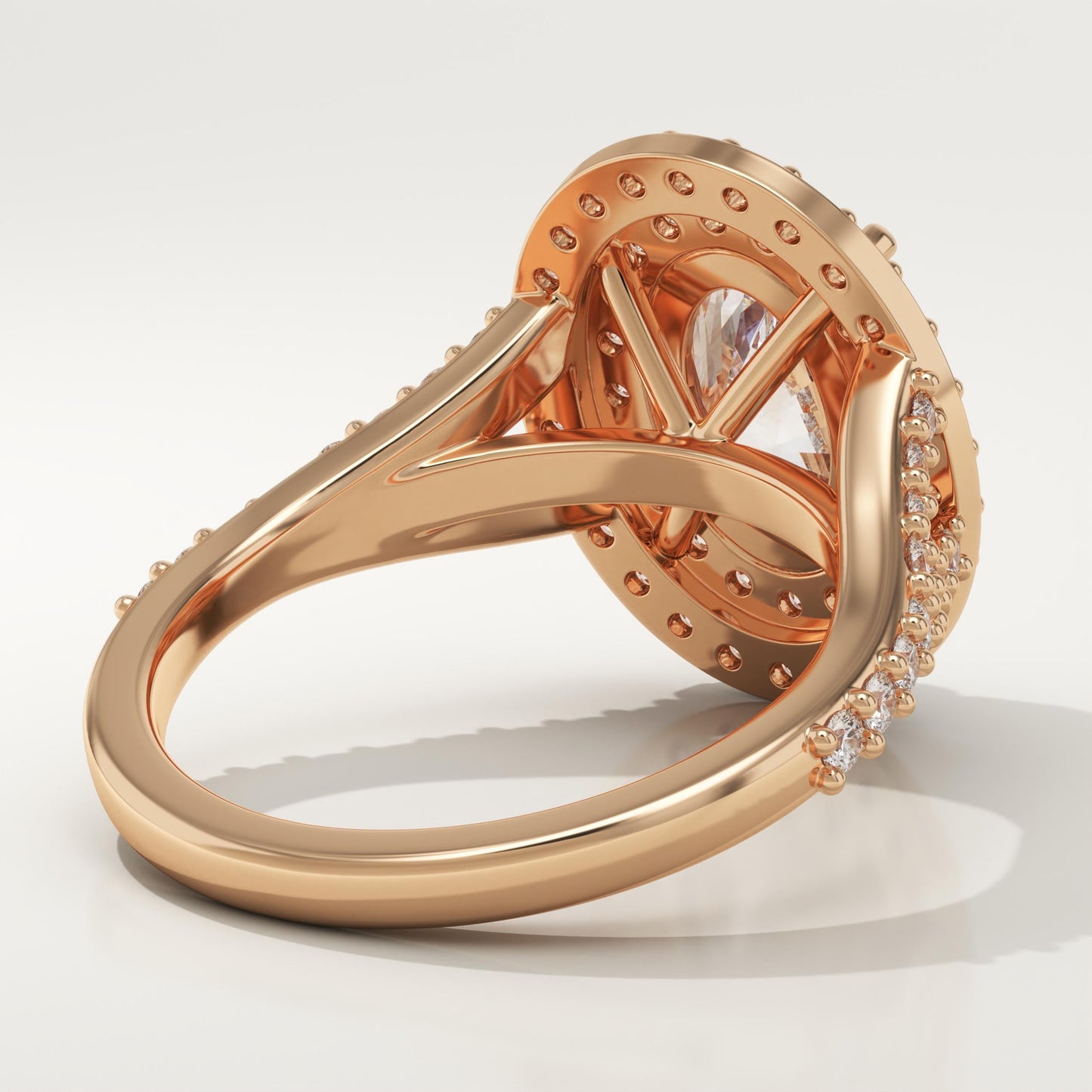 Oval Cut Double Halo & Pave Lab-Grown Diamond Engagement Ring