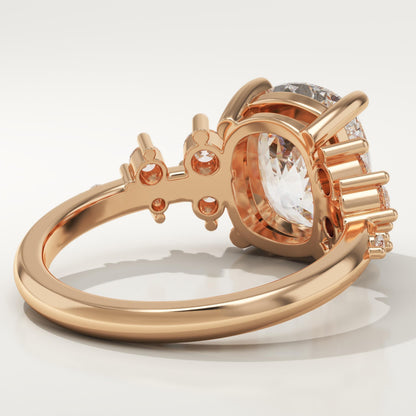 Elongated Cushion Cut Cluster Lab-Grown Diamond Engagement Ring