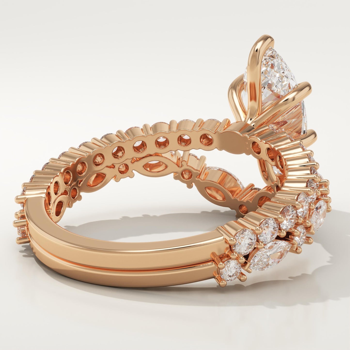 Marquise Cut Pave Lab-Grown Diamond Bridal Set