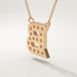 0.323 TCW Round Lab-Grown Diamond B Initial Necklace