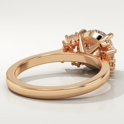 Round Cut Cluster Lab-Grown Diamond Engagement Ring