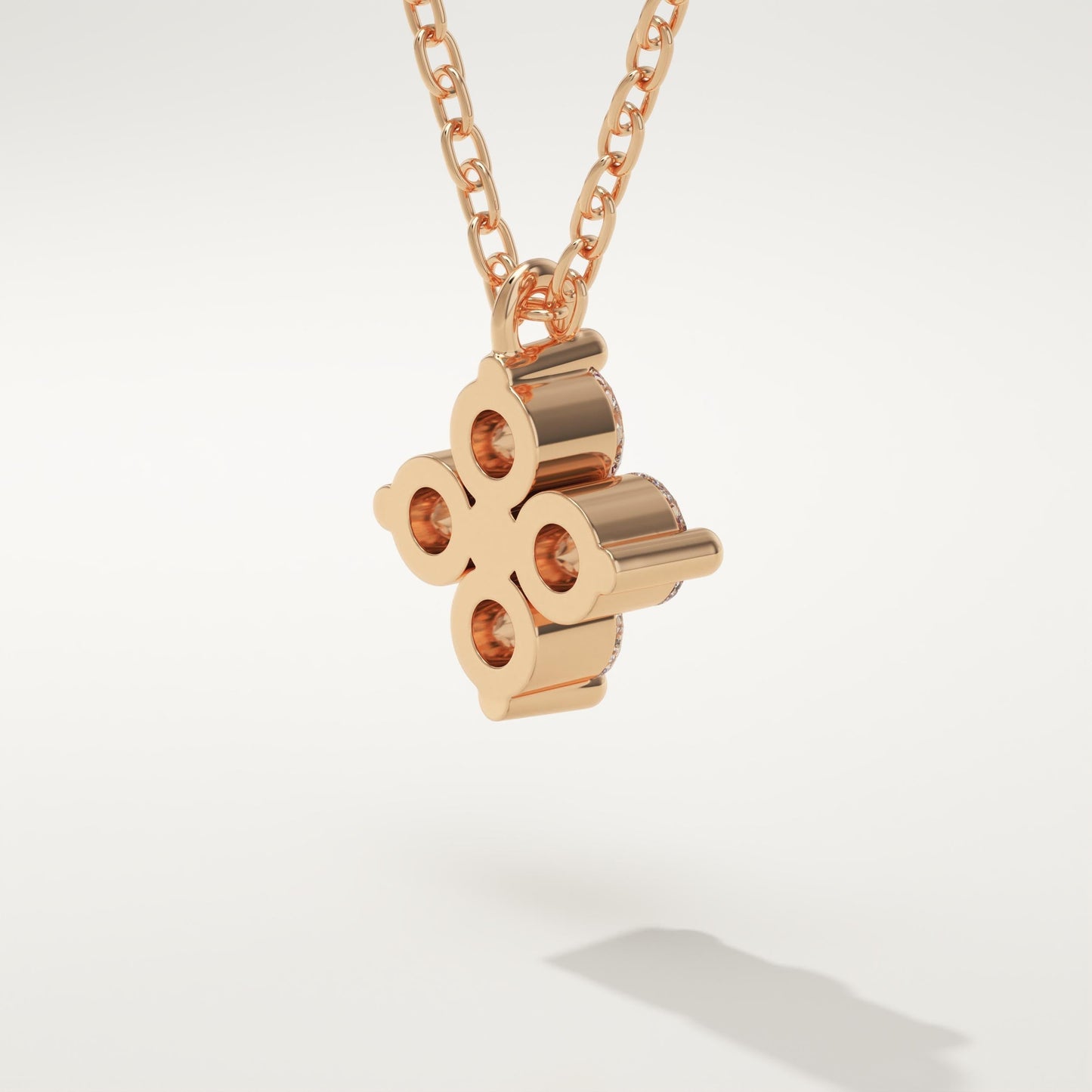 0.16 TCW Round Lab-Grown Diamond Flower Charm Necklace