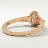 2.0 CT Cushion Cut Three Stone Half Bezel Lab-Grown Diamond Engagement Ring