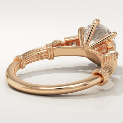 Round Cut Cluster Lab-Grown Diamond Engagement Ring