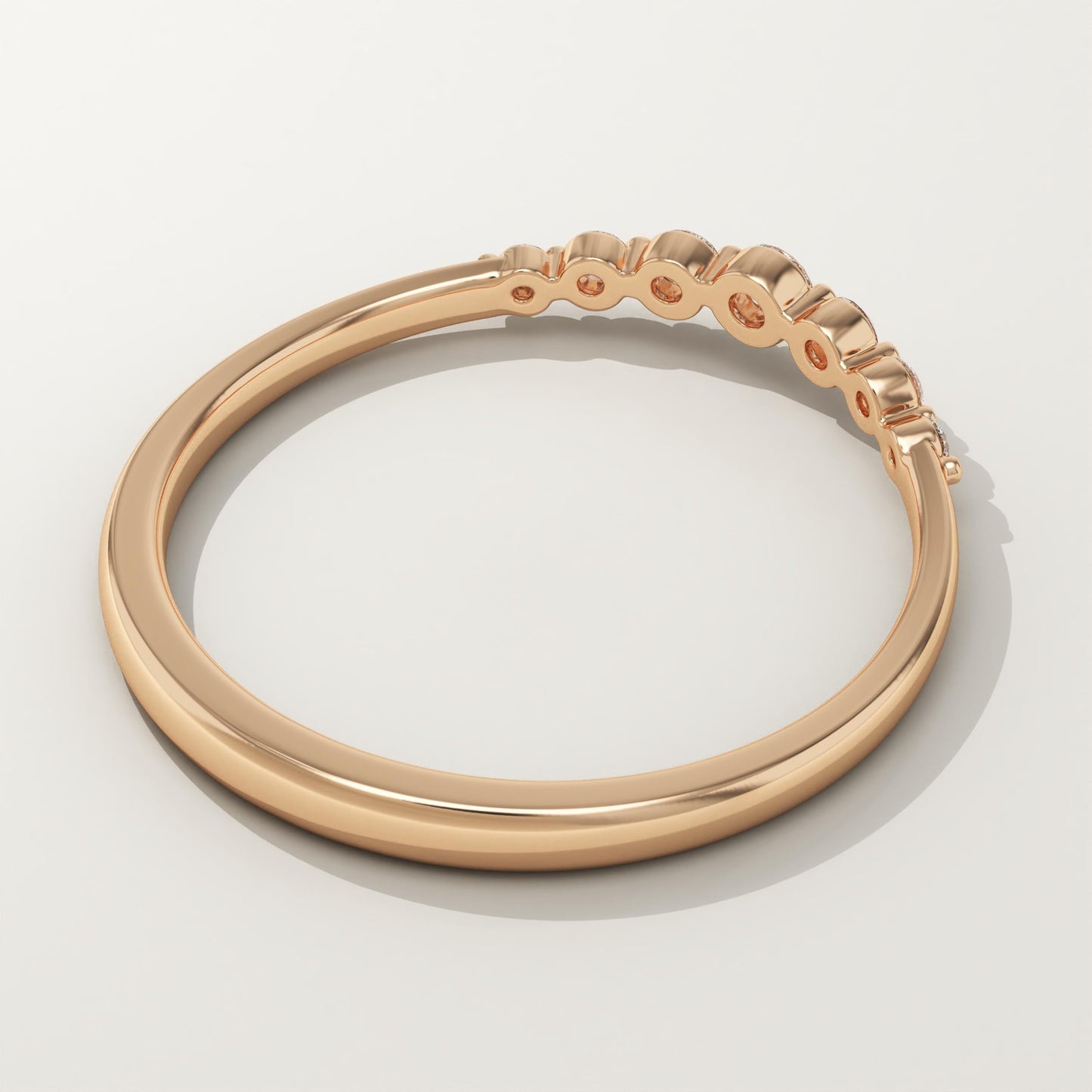 0.108 TCW Round Lab-Grown Diamond Curved Wedding Band