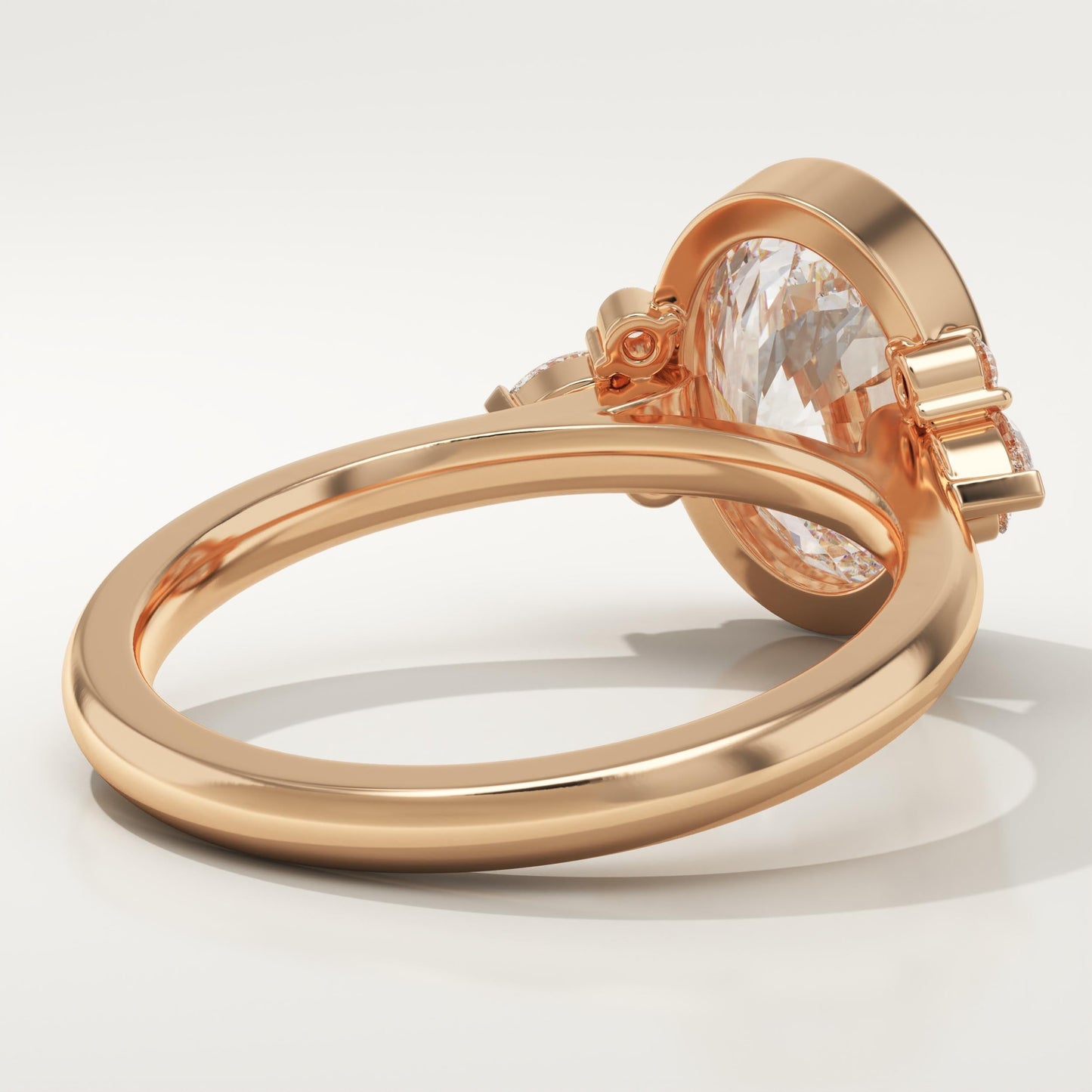 Oval Cut Bezel & Cluster Lab-Grown Diamond Engagement Ring