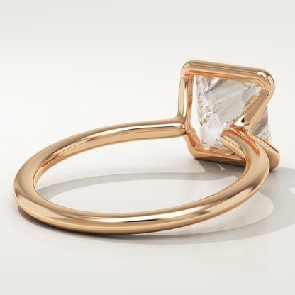 Princess Cut Half Bezel Lab-Grown Diamond Engagement Ring