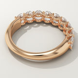 1.35 TCW Oval Cut Lab-Grown Diamond Half Eternity Wedding Band