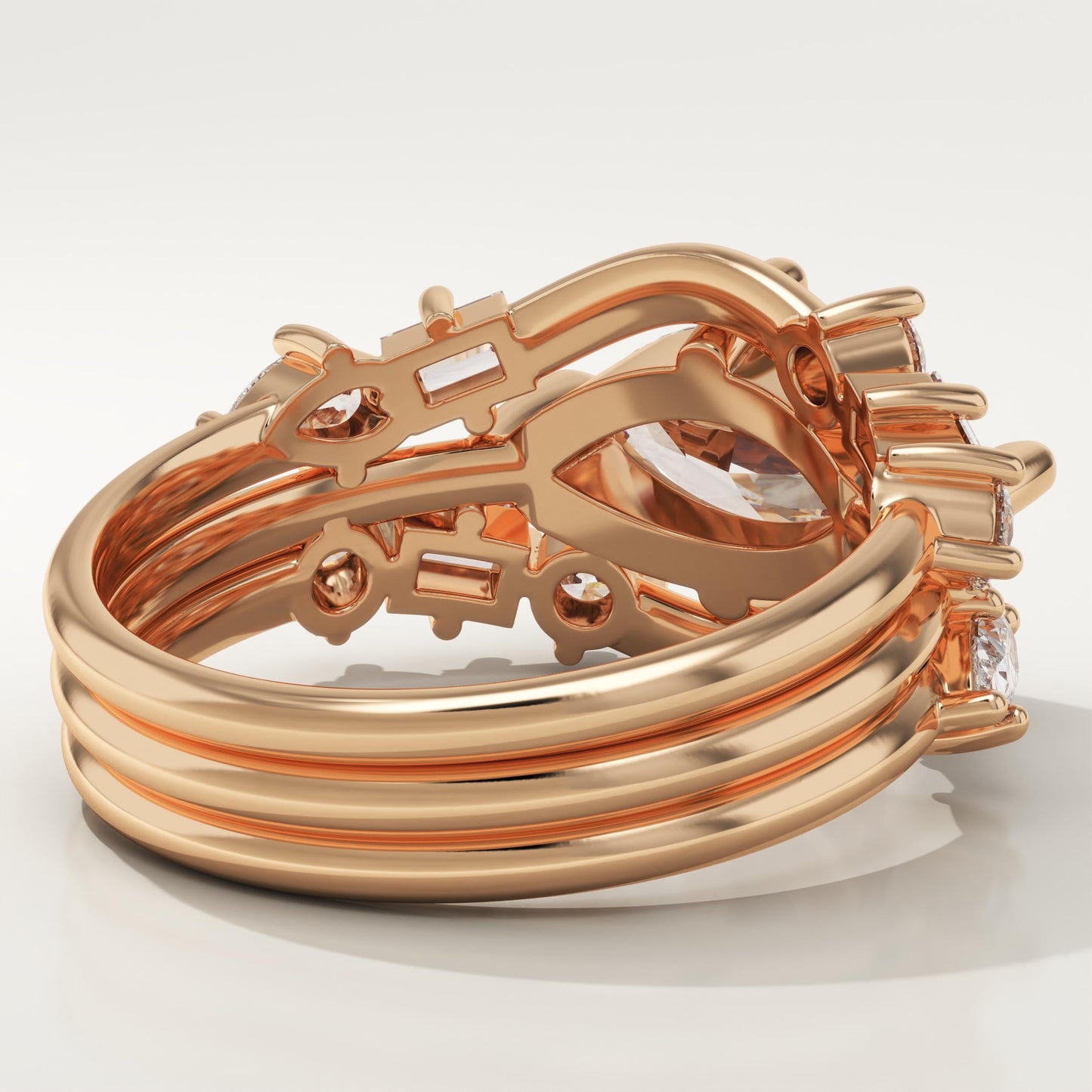 Marquise Cut Cluster Lab-Grown Diamond Bridal Set