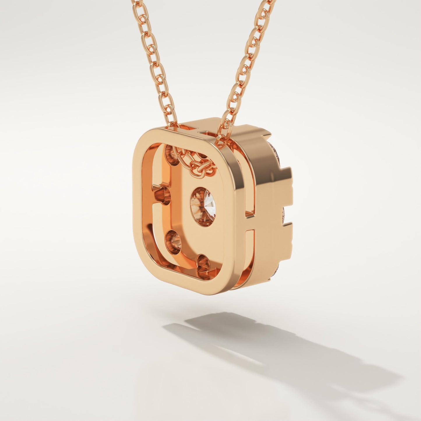 1.16 TCW Round Lab-Grown Diamond Cushion Charm Necklace