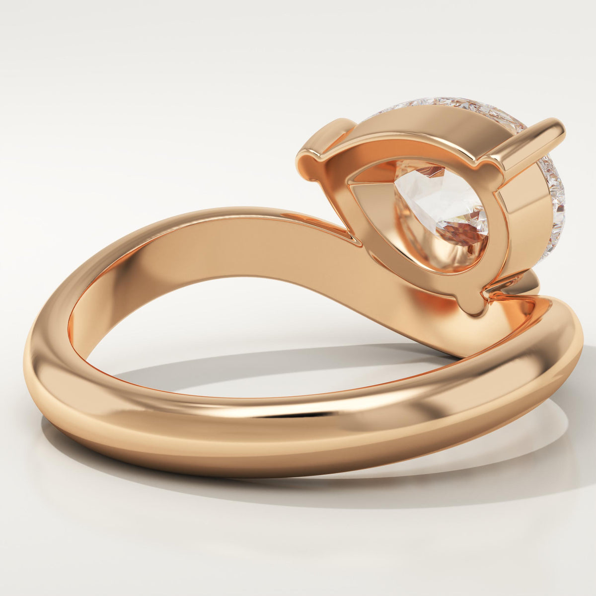 Pear Cut Curved Lab-Grown Diamond Engagement Ring