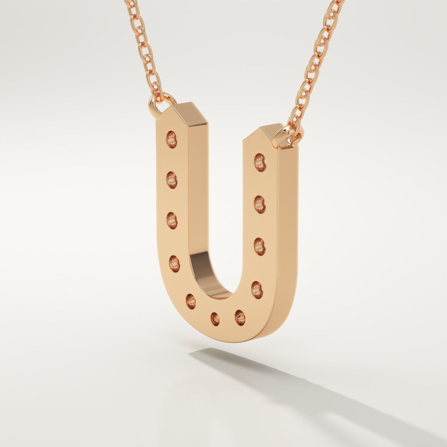 0.26 TCW Round Lab-Grown Diamond U Initial Necklace